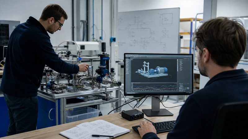 Illustrative industrial digital-twin prototype with a pump test loop