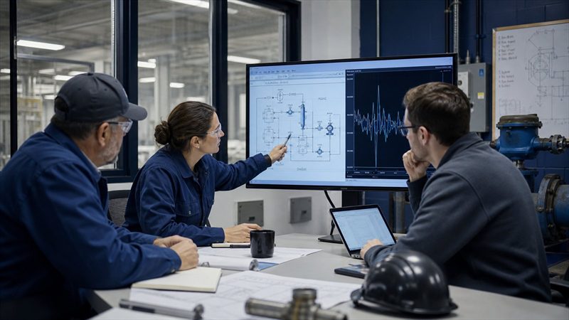 Operations and engineering team defining a focused industrial AI pilot